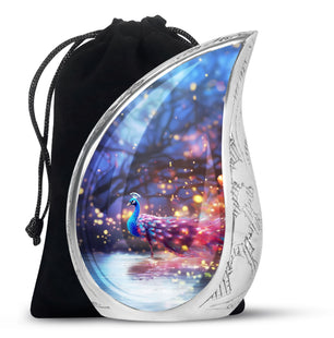 Peacock Colorfull - Peacock Urn Large Teardrop Urn For Ashes