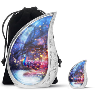 Peacock Colorfull - Peacock Urn Large Teardrop Urn For Ashes