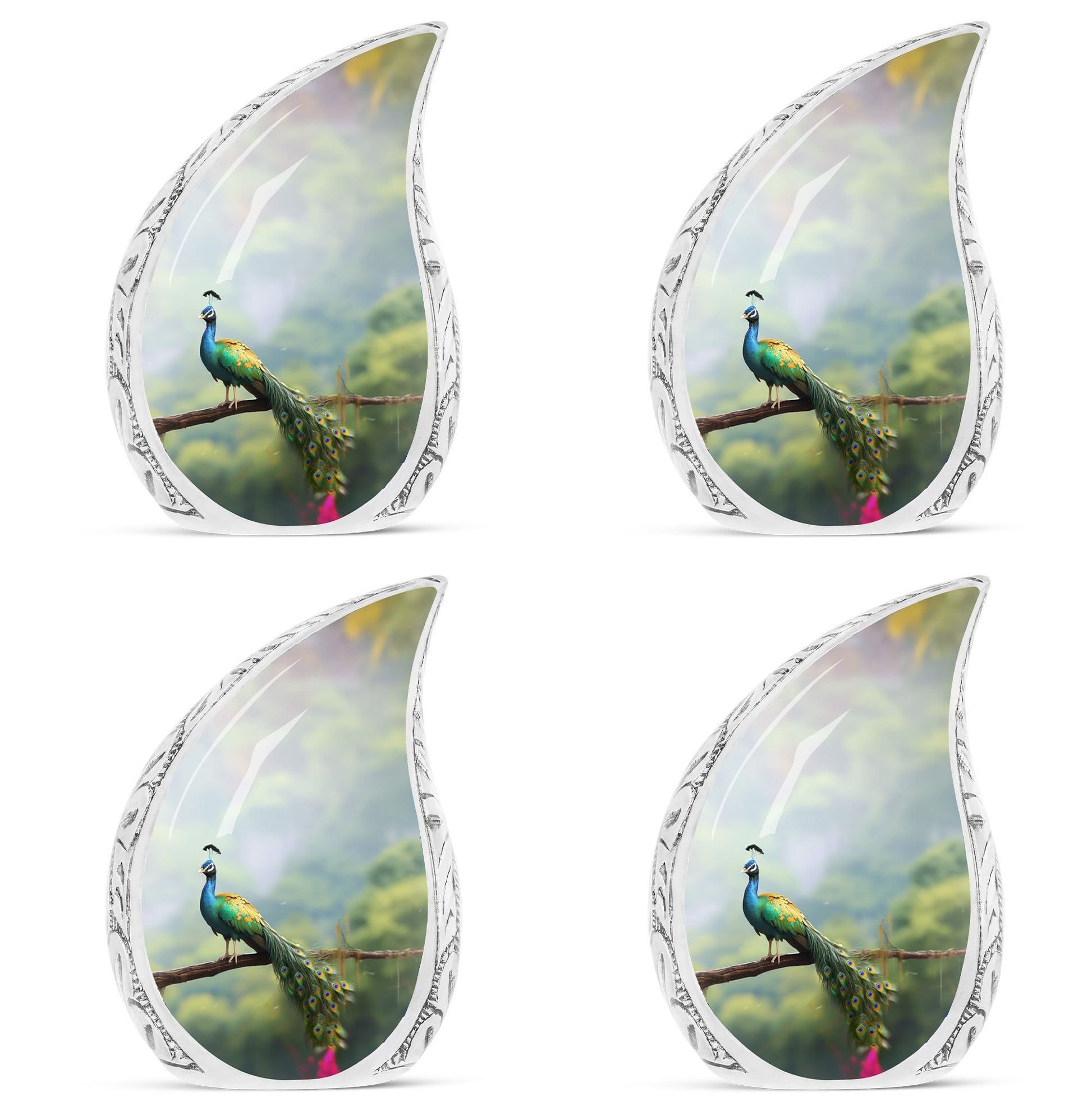 Teardrop Shape Peacock Urn Keepsake Urn Pack of 4