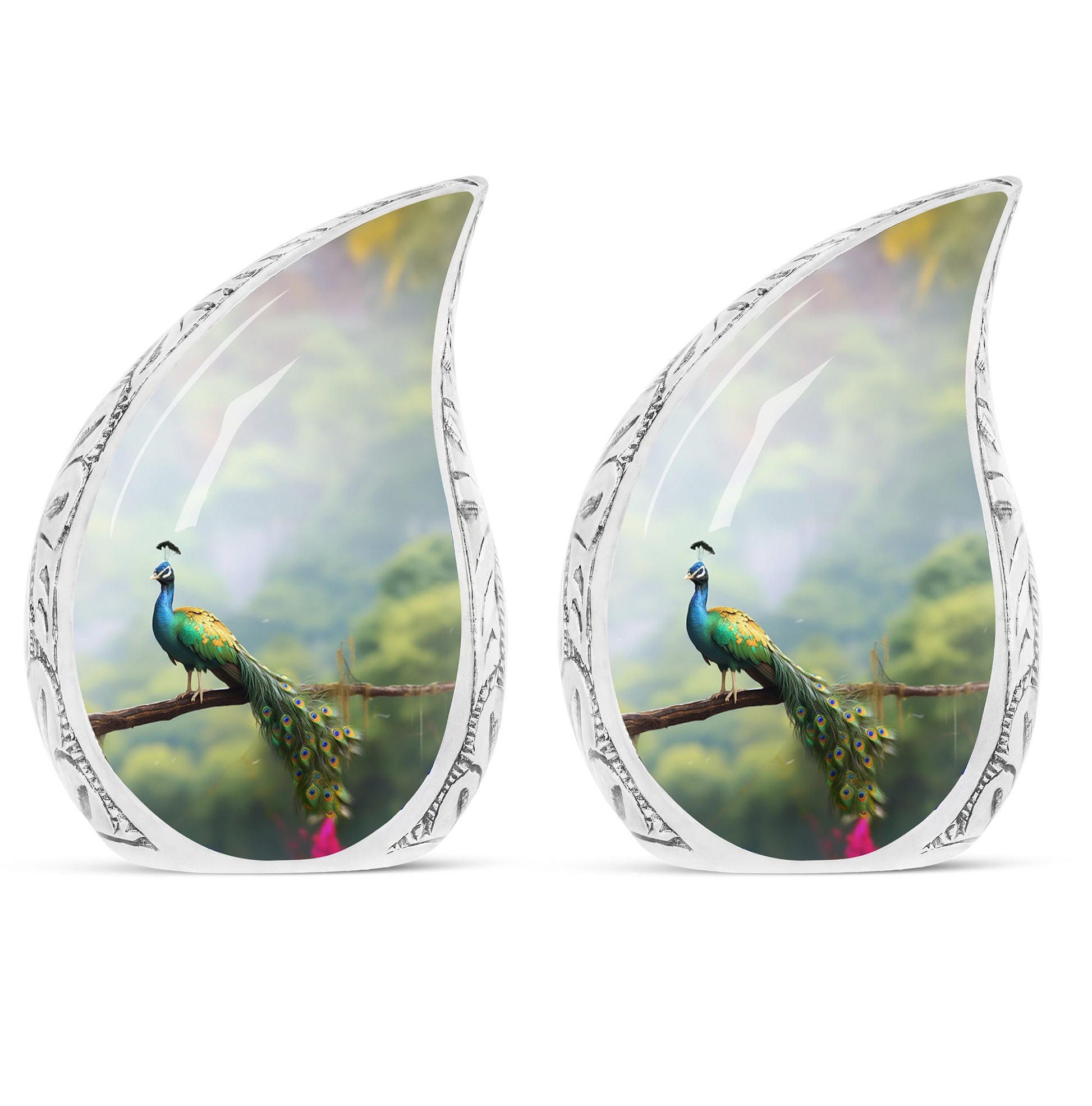 Teardrop Shape Peacock Urn Keepsake Urn Pack of 2