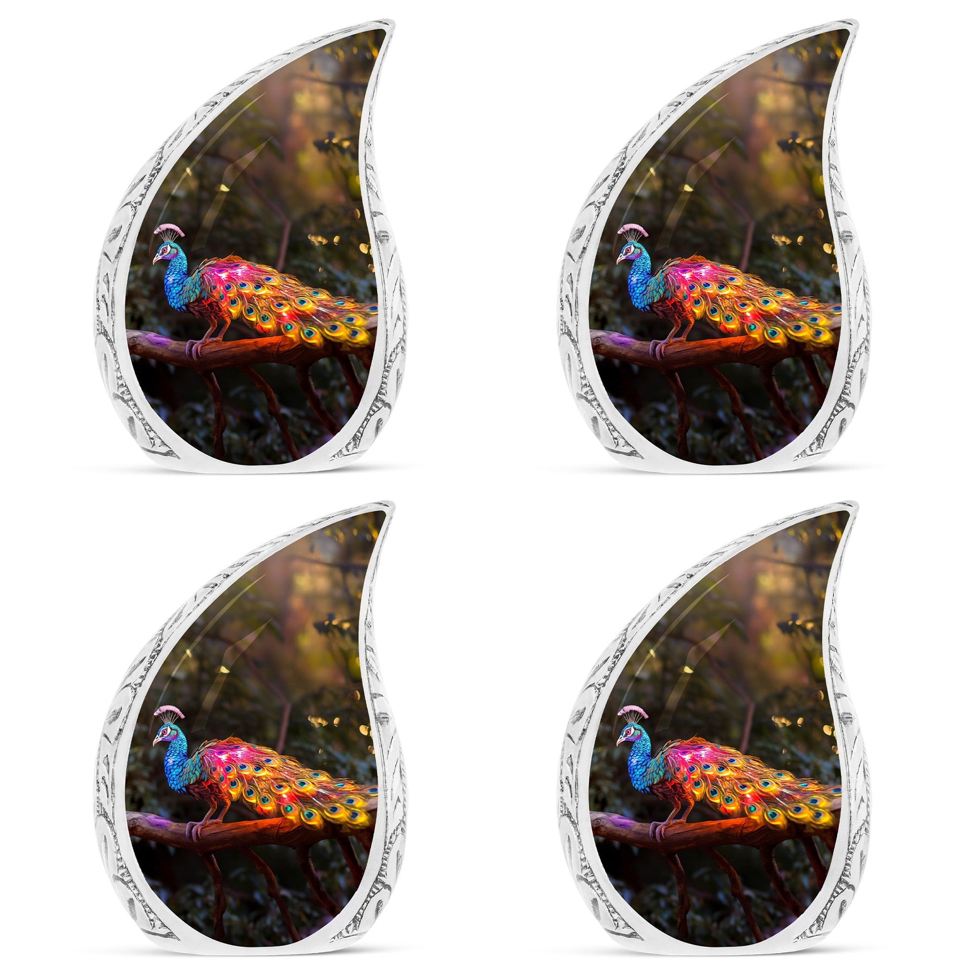 Teardrop Shape Peacock Urn Keepsake Urn Pack of 4