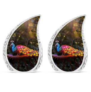 Peacock With Tale - Peacock Urn Teardrop Shaped Urns For Ashes