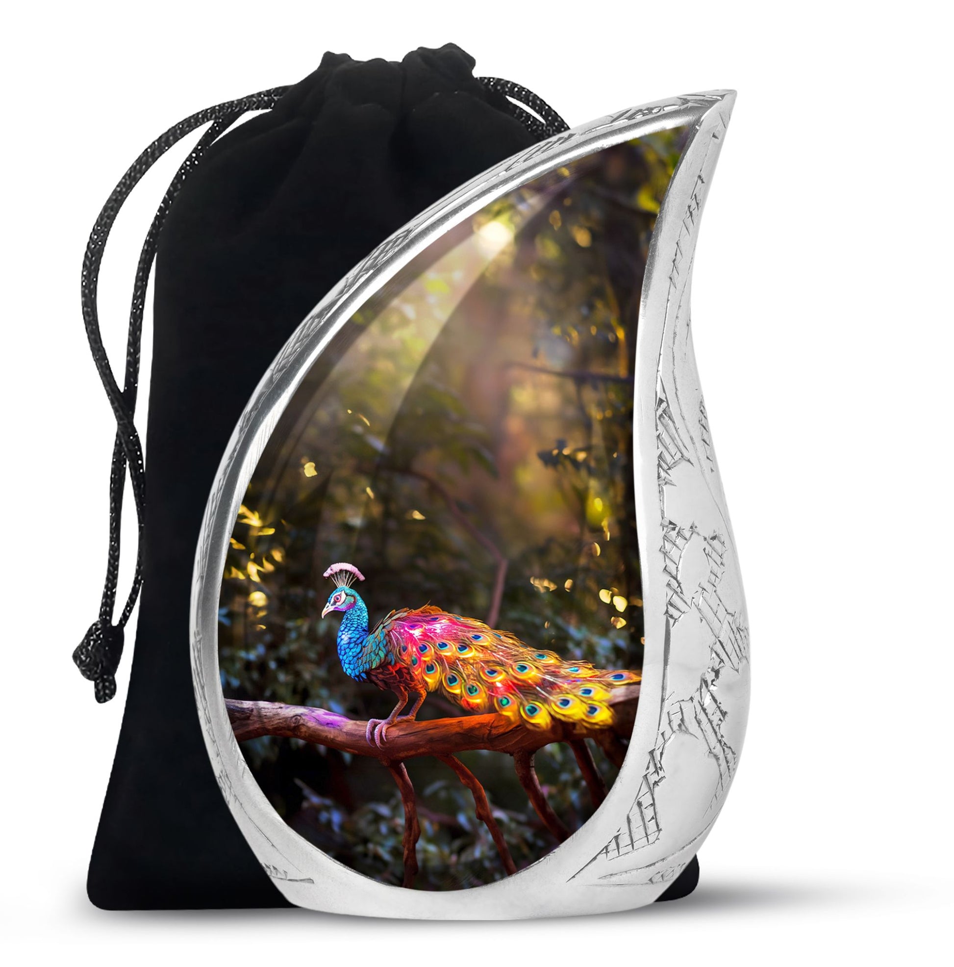 Teardrop Shape Peacock Urn Large 10 Inch