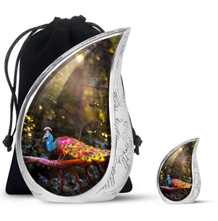 Peacock With Tale - Peacock Urn Teardrop Shaped Urns For Ashes