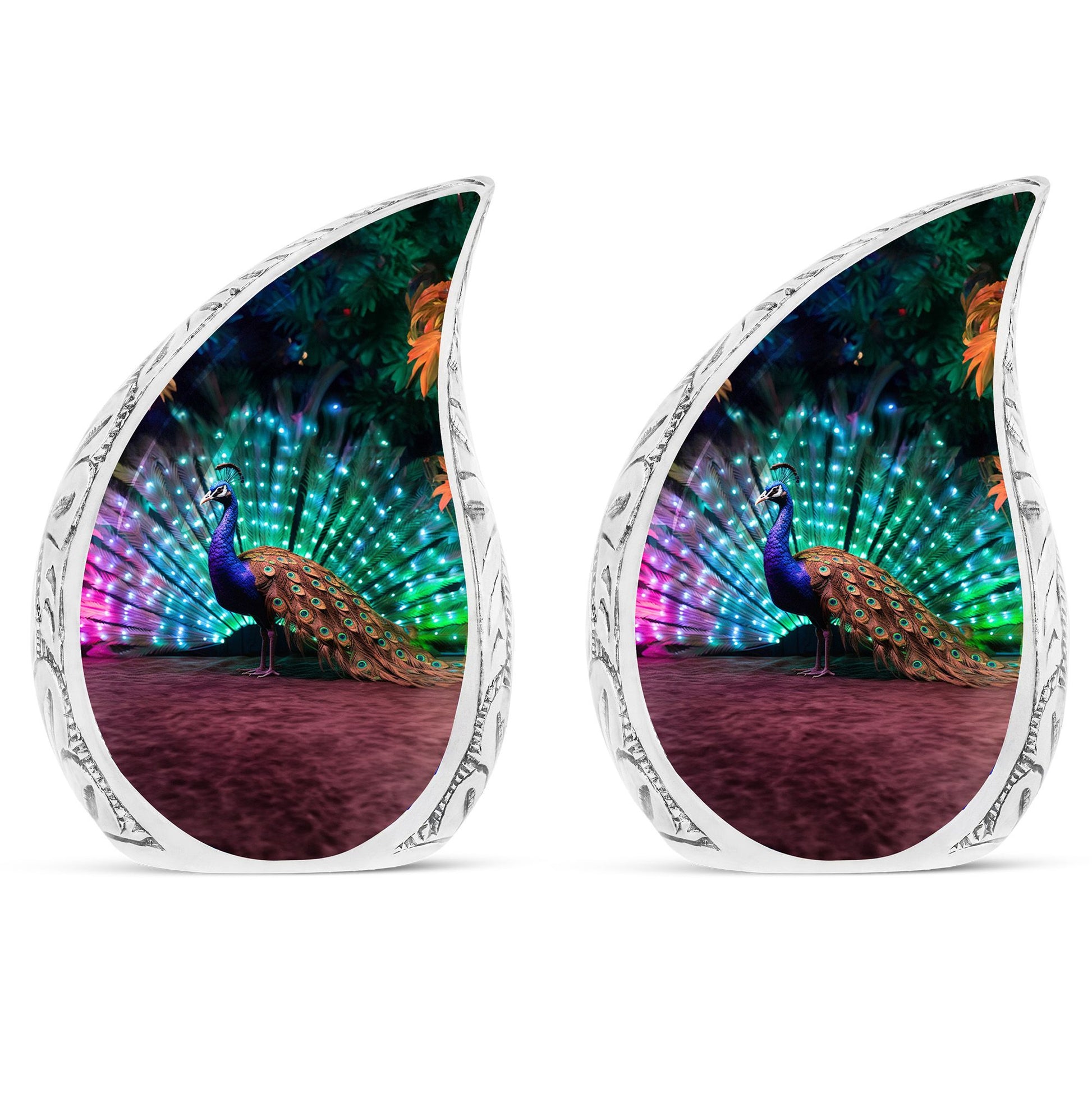 Teardrop Shape Peacock Urn Keepsake Urn Pack of 2