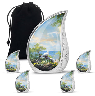 Teardrop Shape Dove Urn Large Urn With 4 Keepsake Urn
