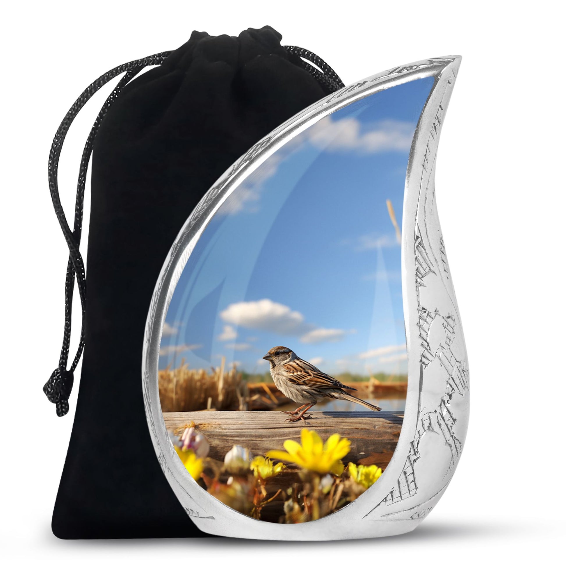 Teardrop Shape Sparrow Urn Large 10 Inch