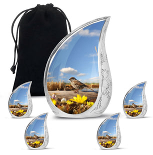 Teardrop Shape Sparrow Urn Large Urn With 4 Keepsake Urn