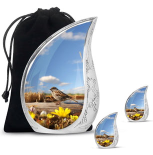 Teardrop Shape Sparrow Urn Large Urn With 2 Keepsake Urn