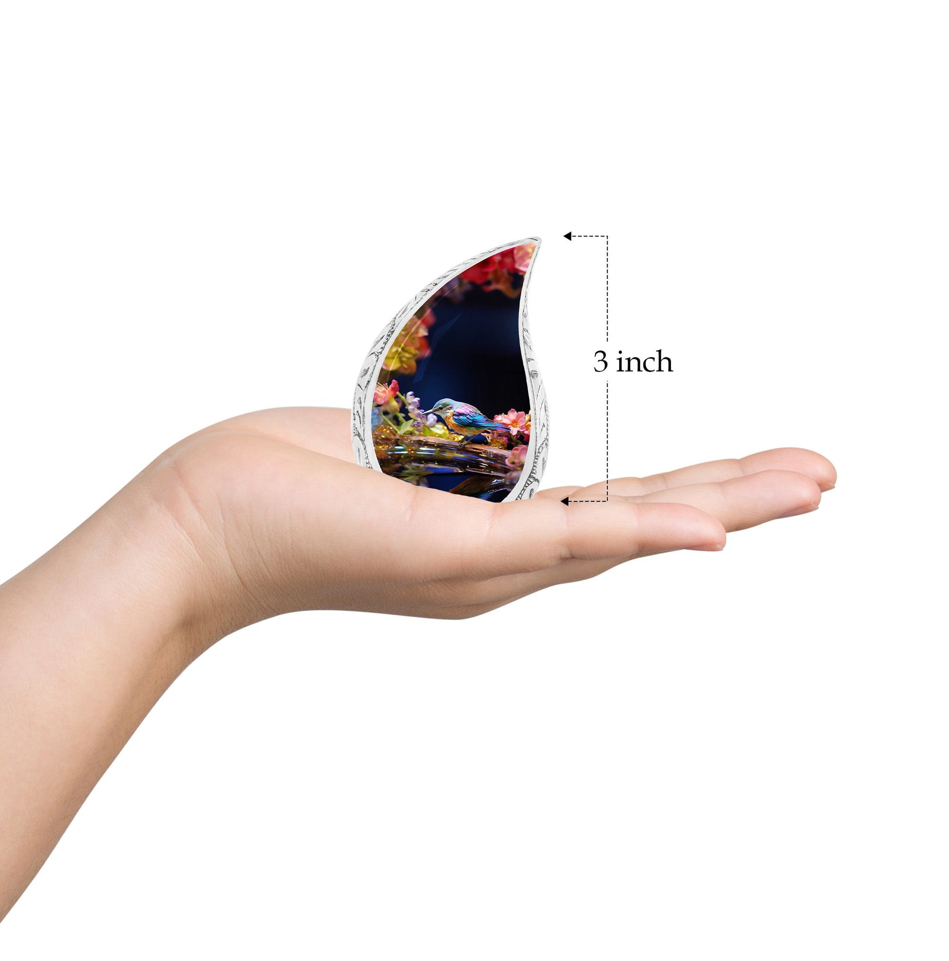 Teardrop Shape Sparrow Urn Keepsake 3 Inch