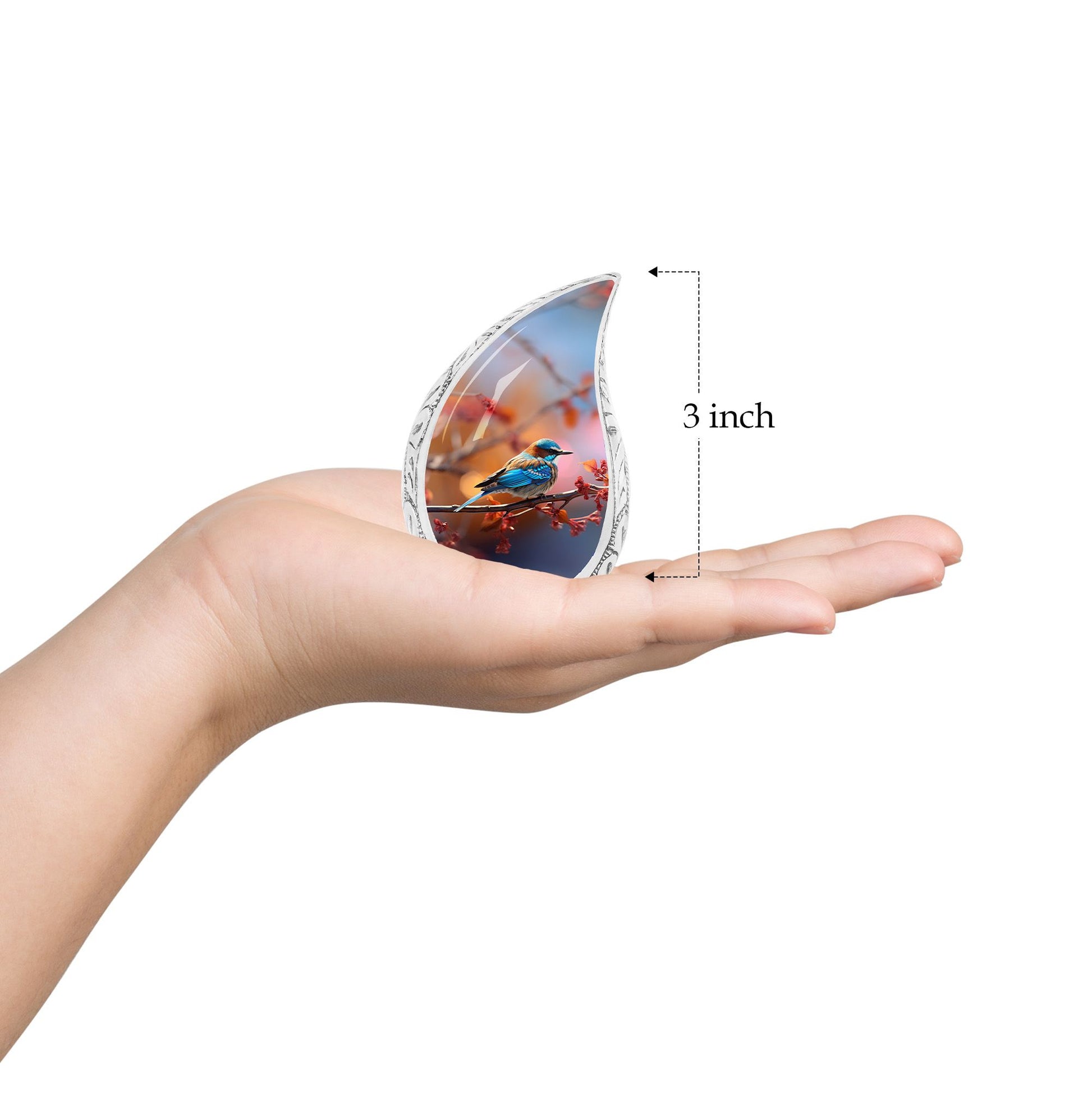 Teardrop Shape Sparrow Urn Keepsake 3 Inch