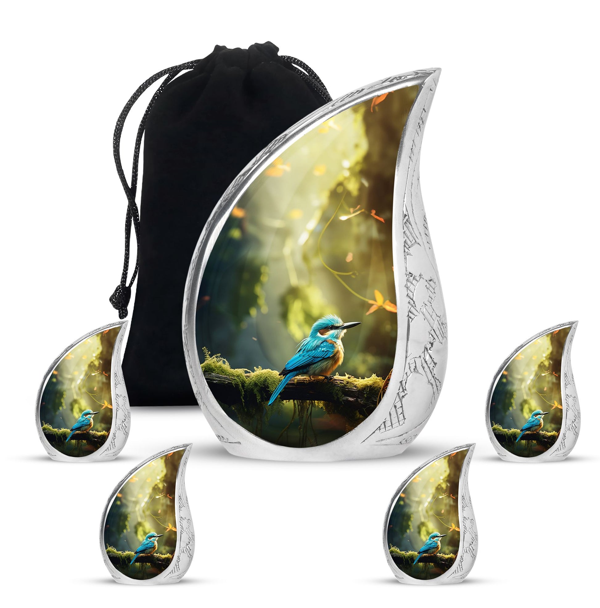 Teardrop Shape Sparrow Urn Large Urn With 4 Keepsake Urn