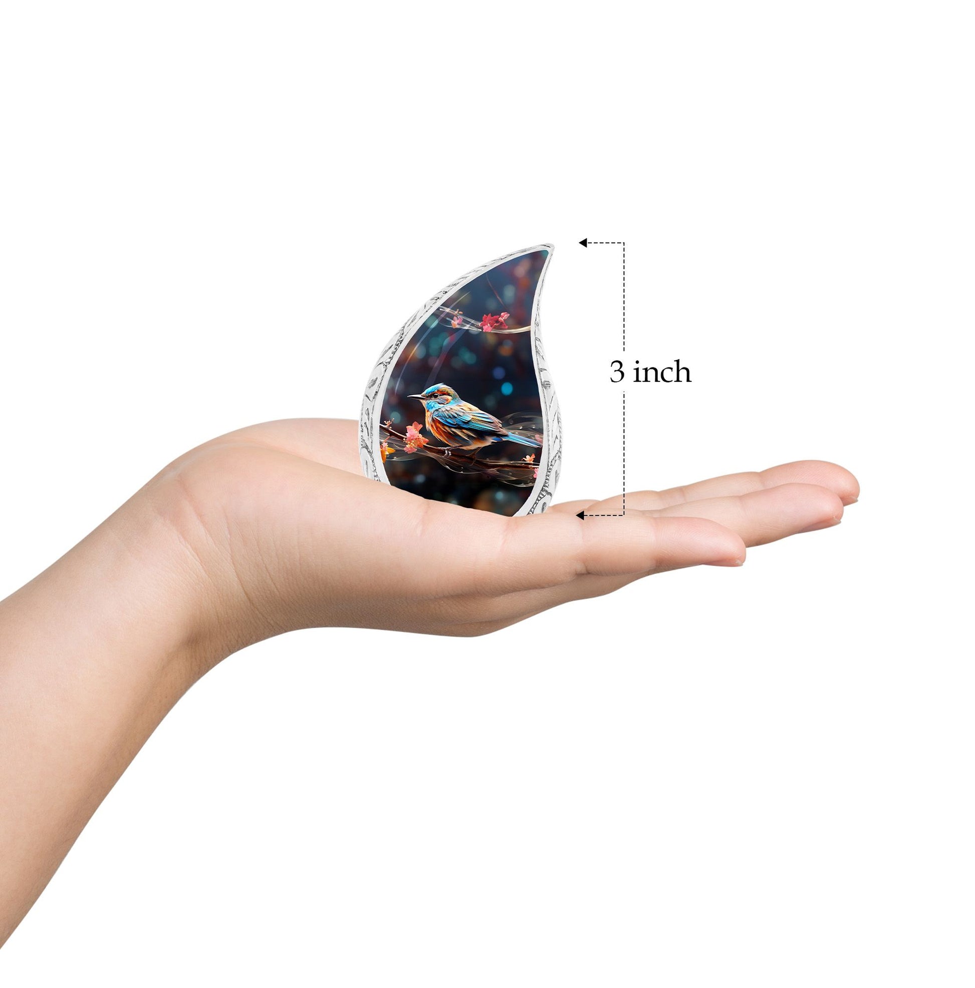 Teardrop Shape Sparrow Urn Keepsake 3 Inch