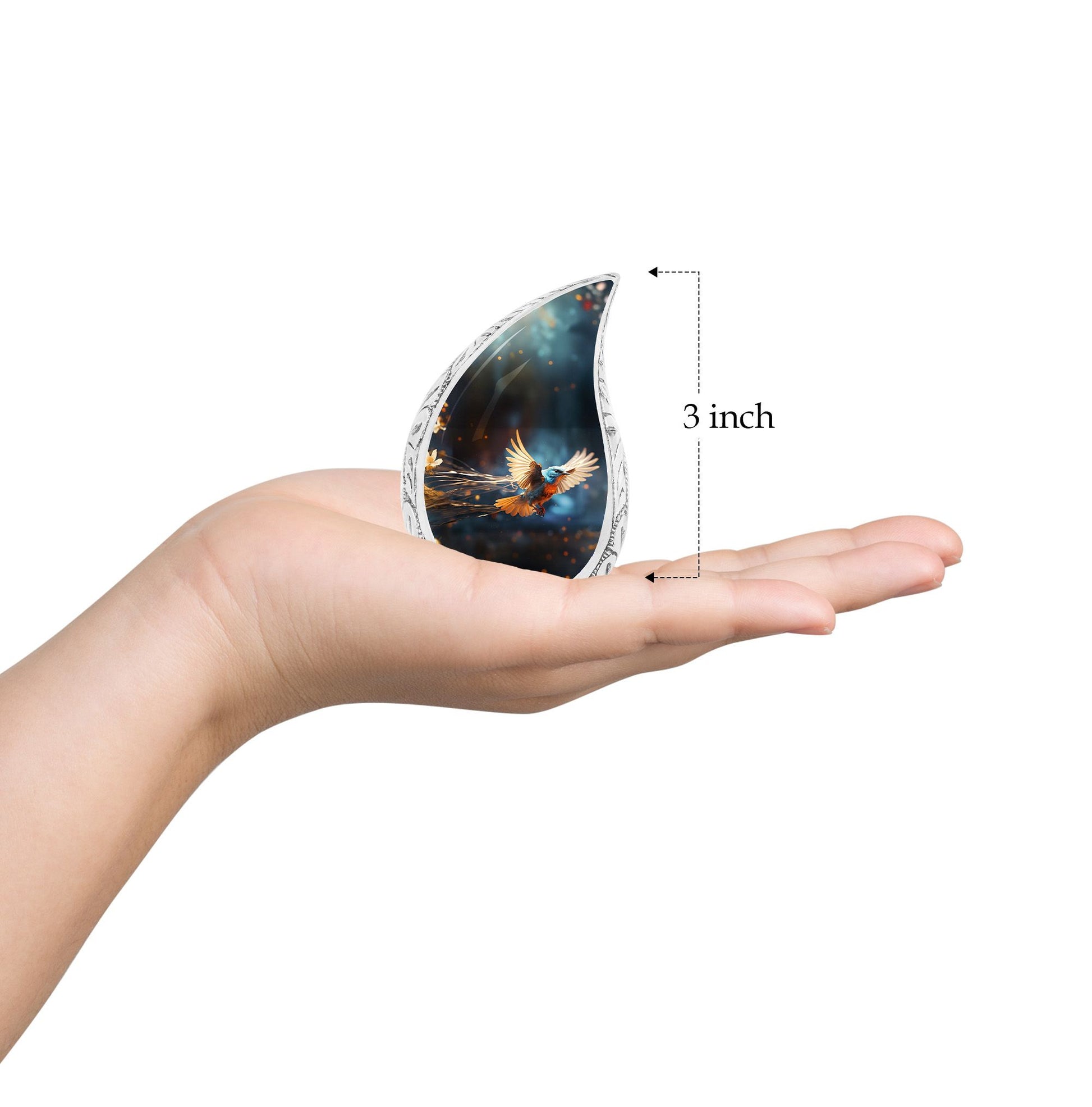 Teardrop Shape Sparrow Urn Keepsake 3 Inch