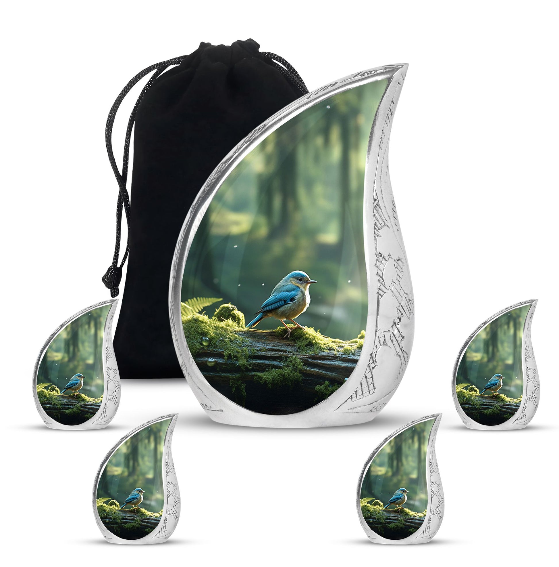 Teardrop Shape Sparrow Urn Large Urn With 4 Keepsake Urn