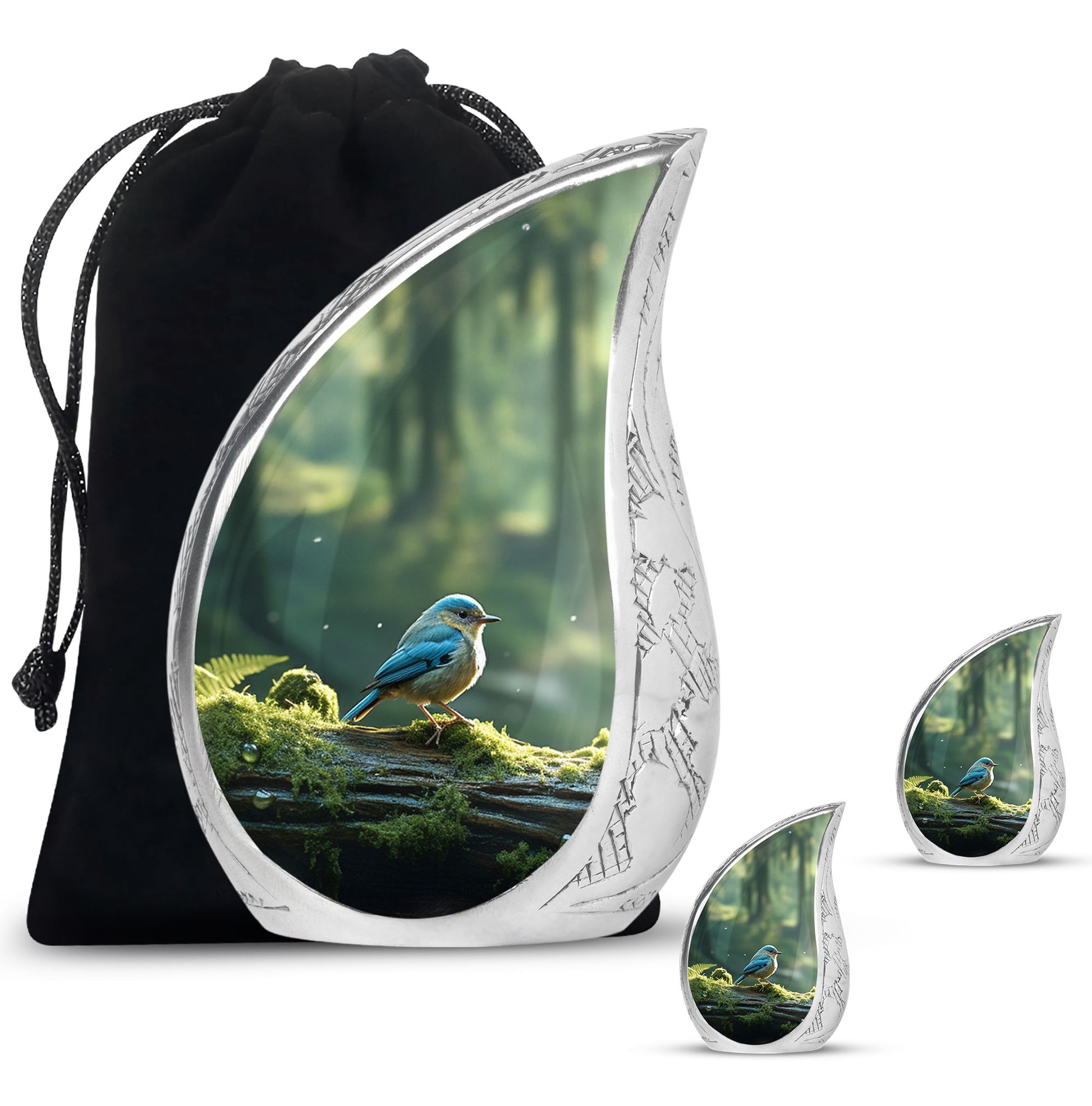 Teardrop Shape Sparrow Urn Large Urn With 2 Keepsake Urn