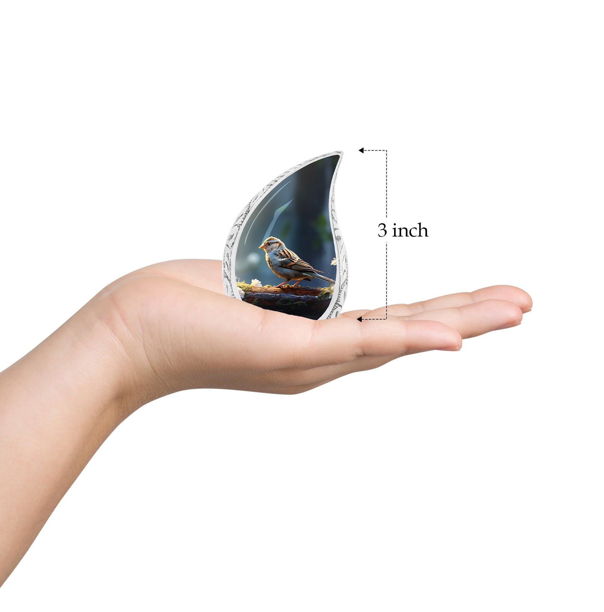 Teardrop Shape Sparrow Urn Keepsake 3 Inch