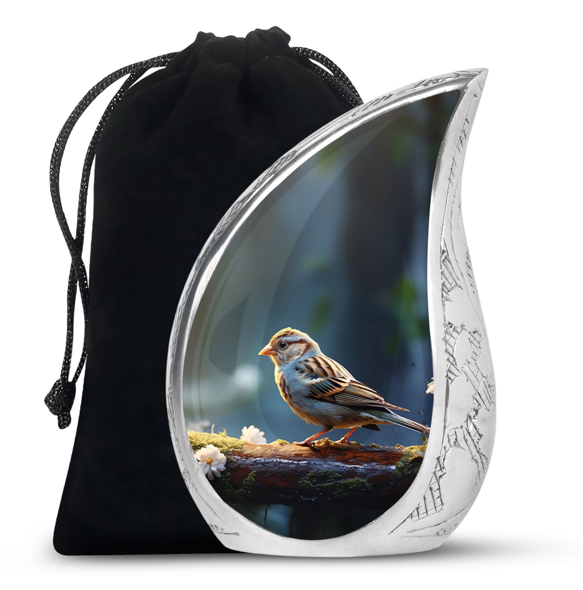 Teardrop Shape Sparrow Urn Large 10 Inch