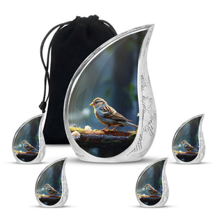 Teardrop Shape Sparrow Urn Large Urn With 4 Keepsake Urn