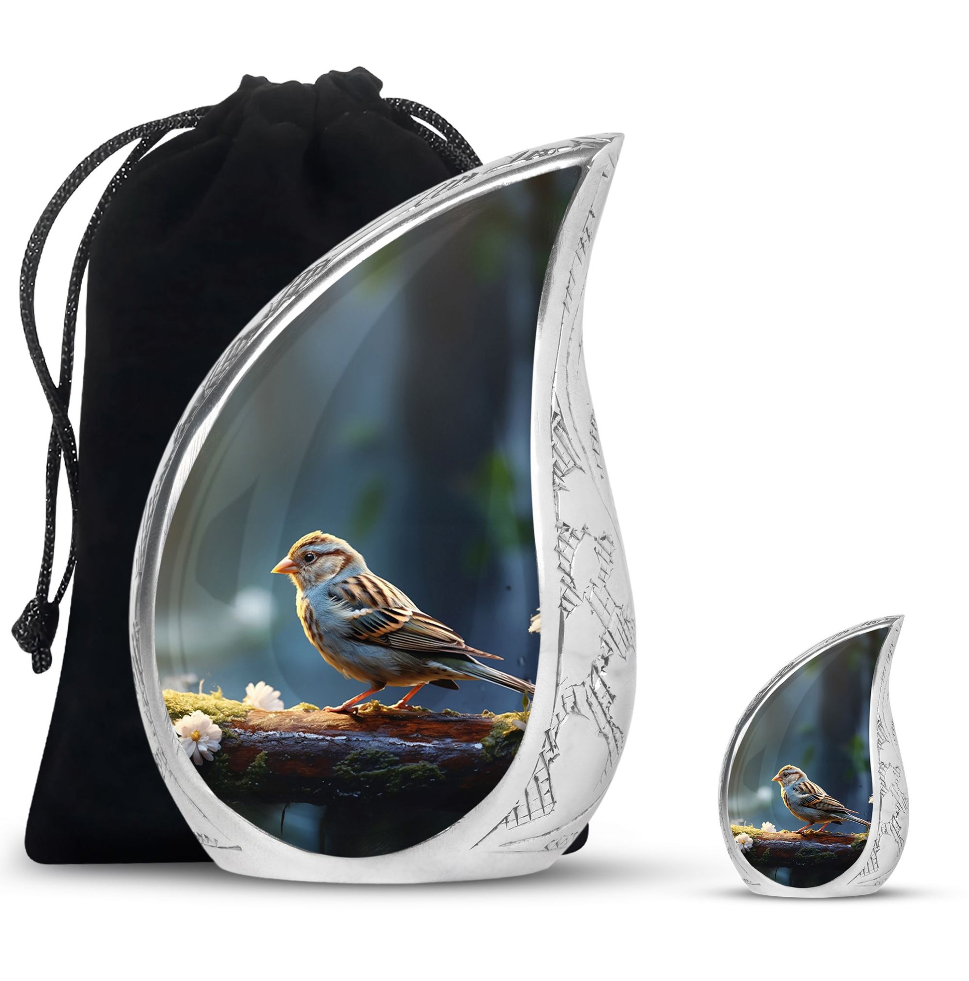 Teardrop Shape Sparrow Urn Large Urn With 1 Keepsake Urn