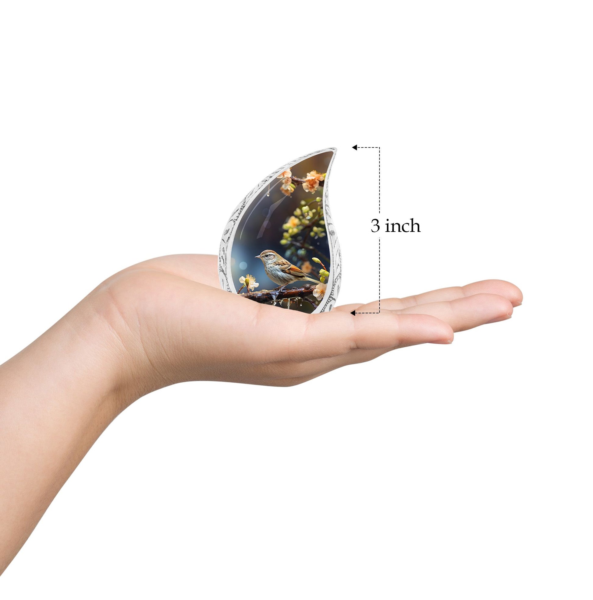 Teardrop Shape Sparrow Urn Keepsake 3 Inch