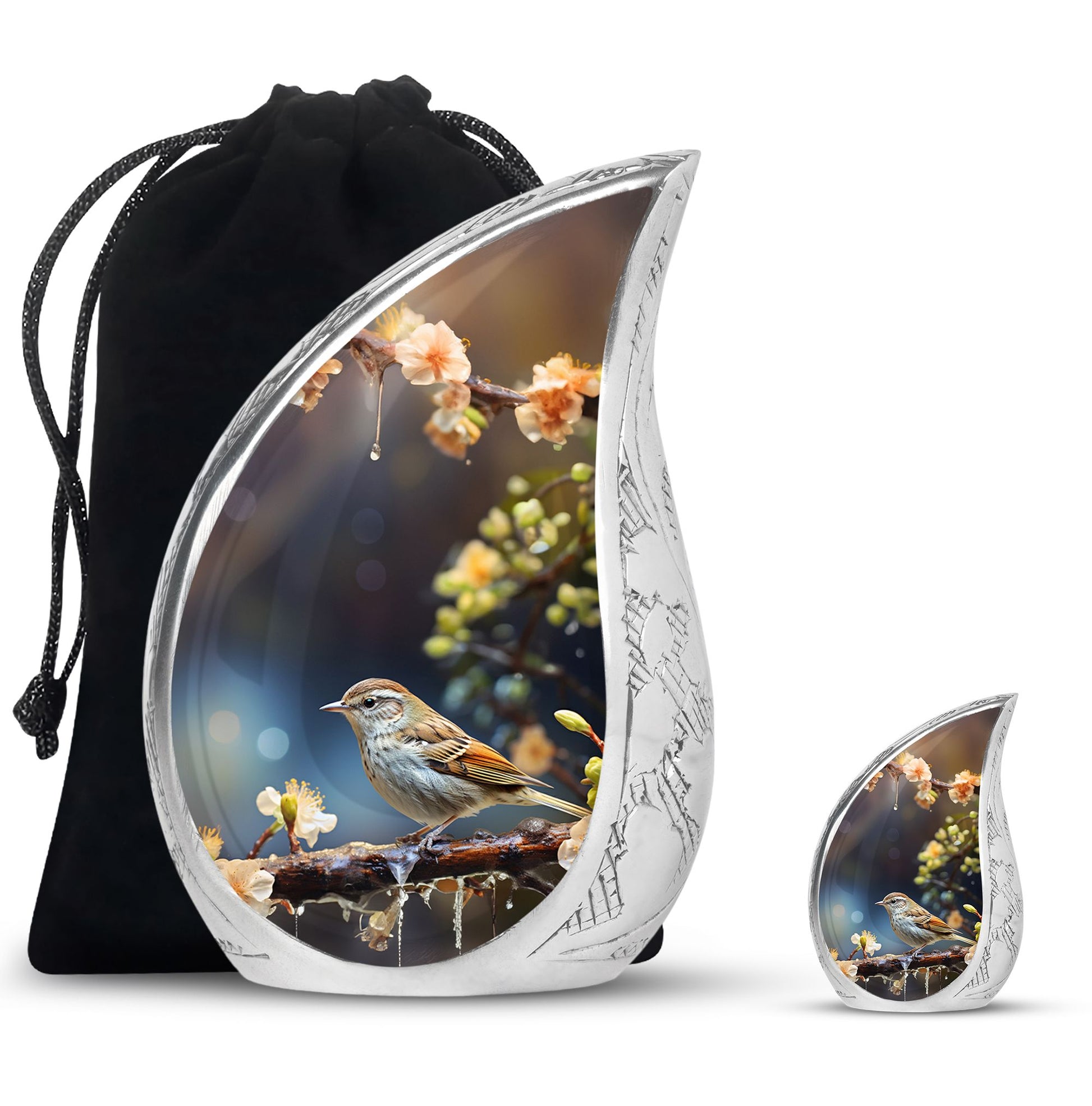 Teardrop Shape Sparrow Urn Large Urn With 1 Keepsake Urn