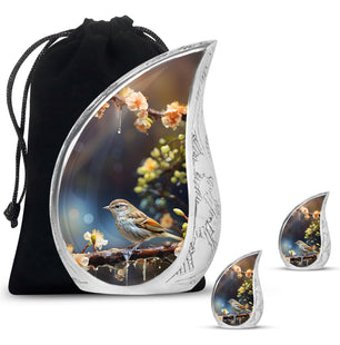 Teardrop Shape Sparrow Urn Large Urn With 2 Keepsake Urn