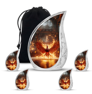 Teardrop Shape Phoenix Urn Large Urn With 4 Keepsake Urn
