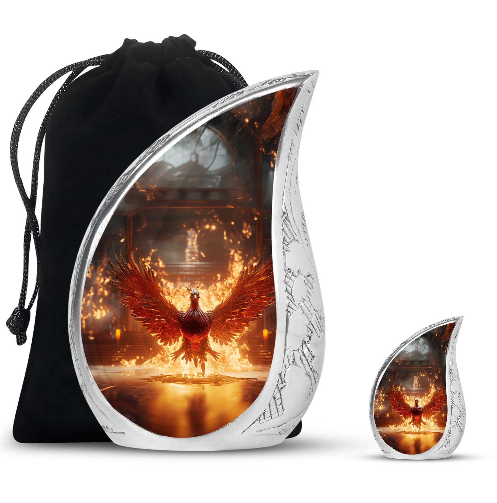 Teardrop Shape Phoenix Urn Large Urn With 1 Keepsake Urn