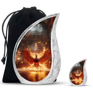 Teardrop Shape Phoenix Urn Large Urn With 1 Keepsake Urn