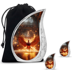 Teardrop Shape Phoenix Urn Large Urn With 2 Keepsake Urn