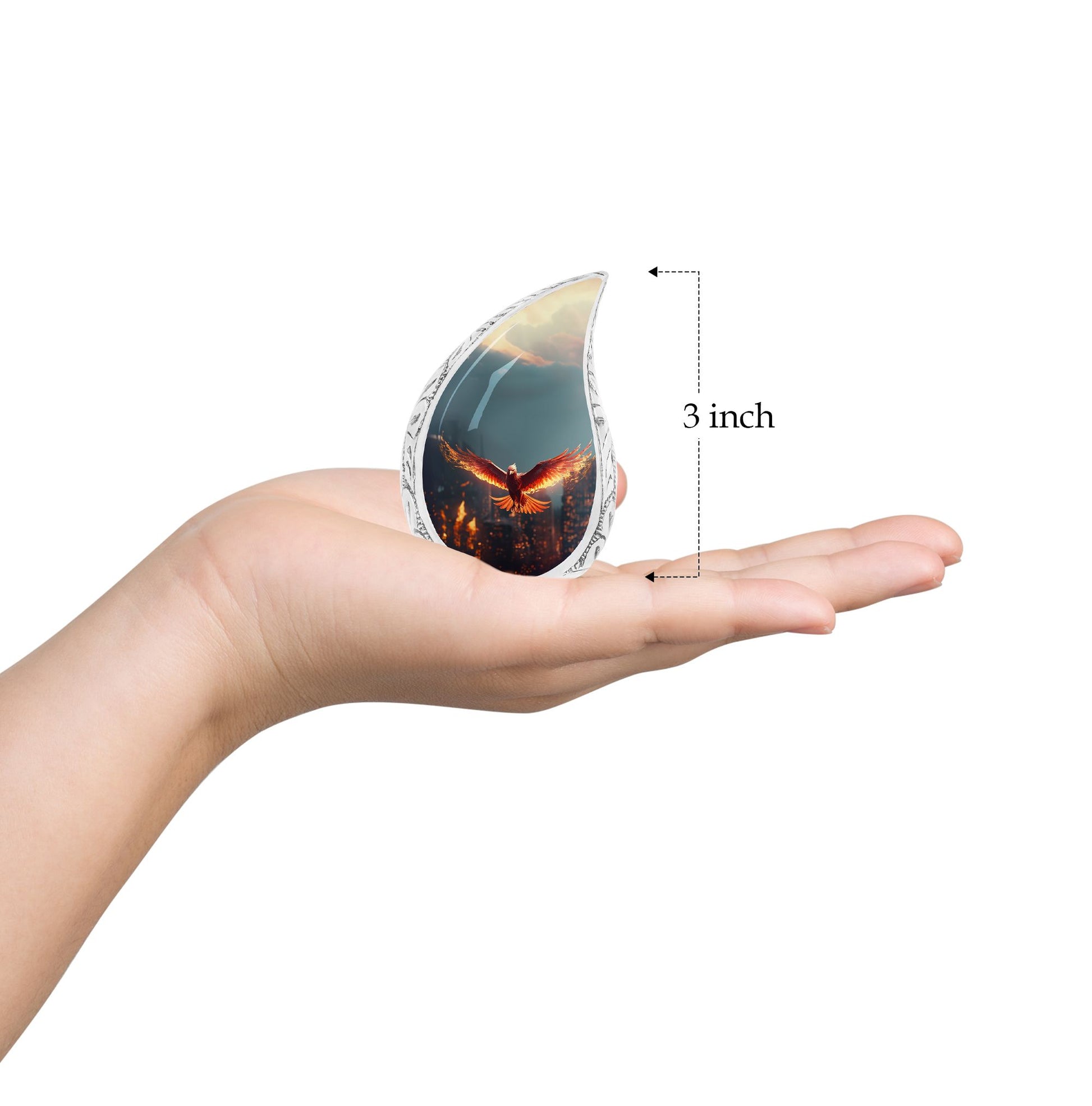 Teardrop Shape Phoenix Urn Keepsake 3 Inch