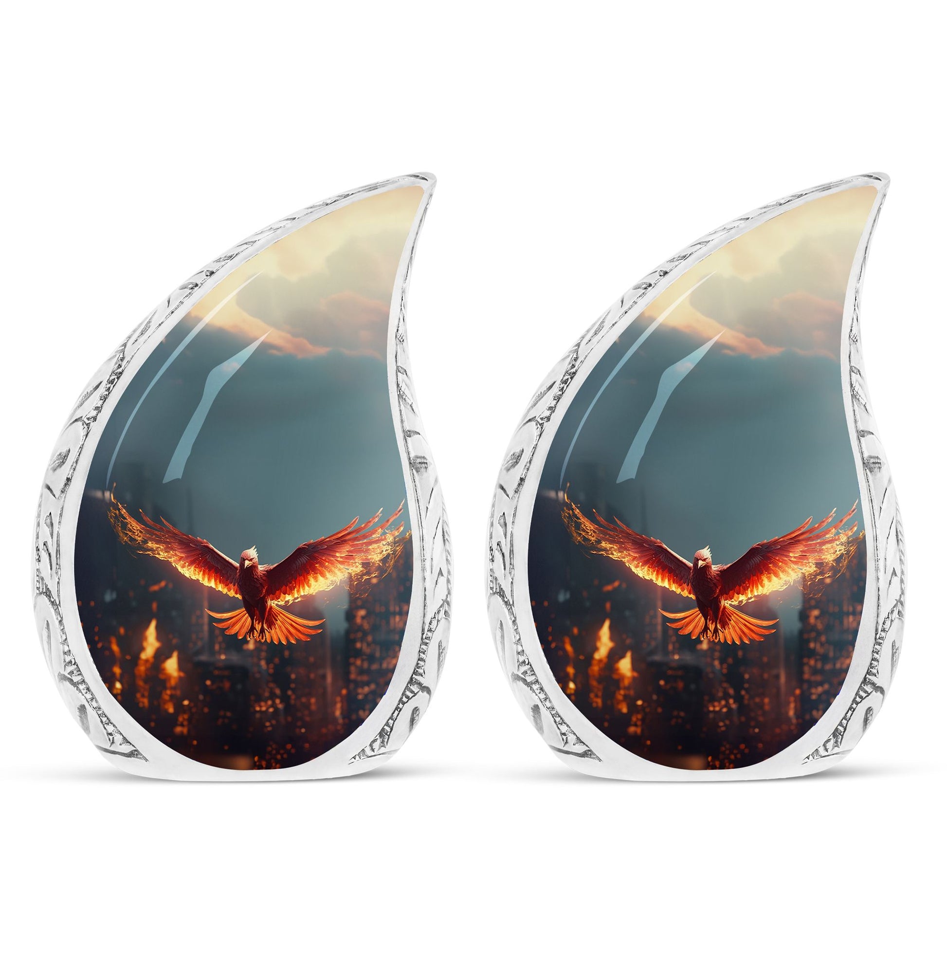 Teardrop Shape Phoenix Urn Keepsake Urn Pack of 2