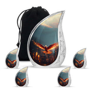 Teardrop Shape Phoenix Urn Large Urn With 4 Keepsake Urn