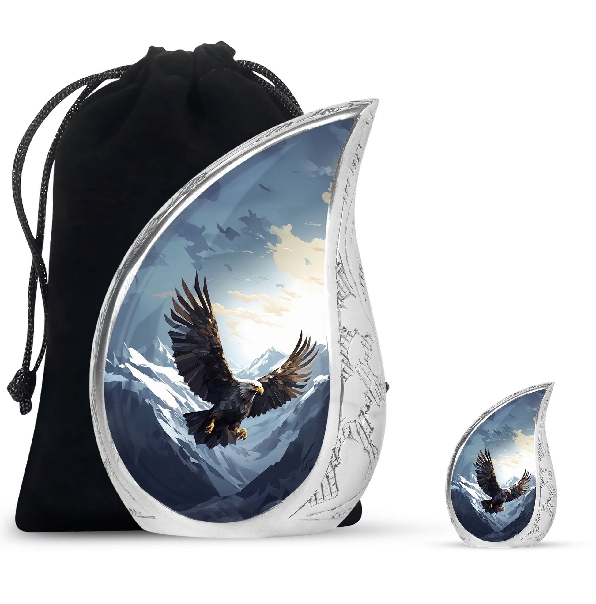 Teardrop Shape Eagle Urn Large Urn With 1 Keepsake Urn