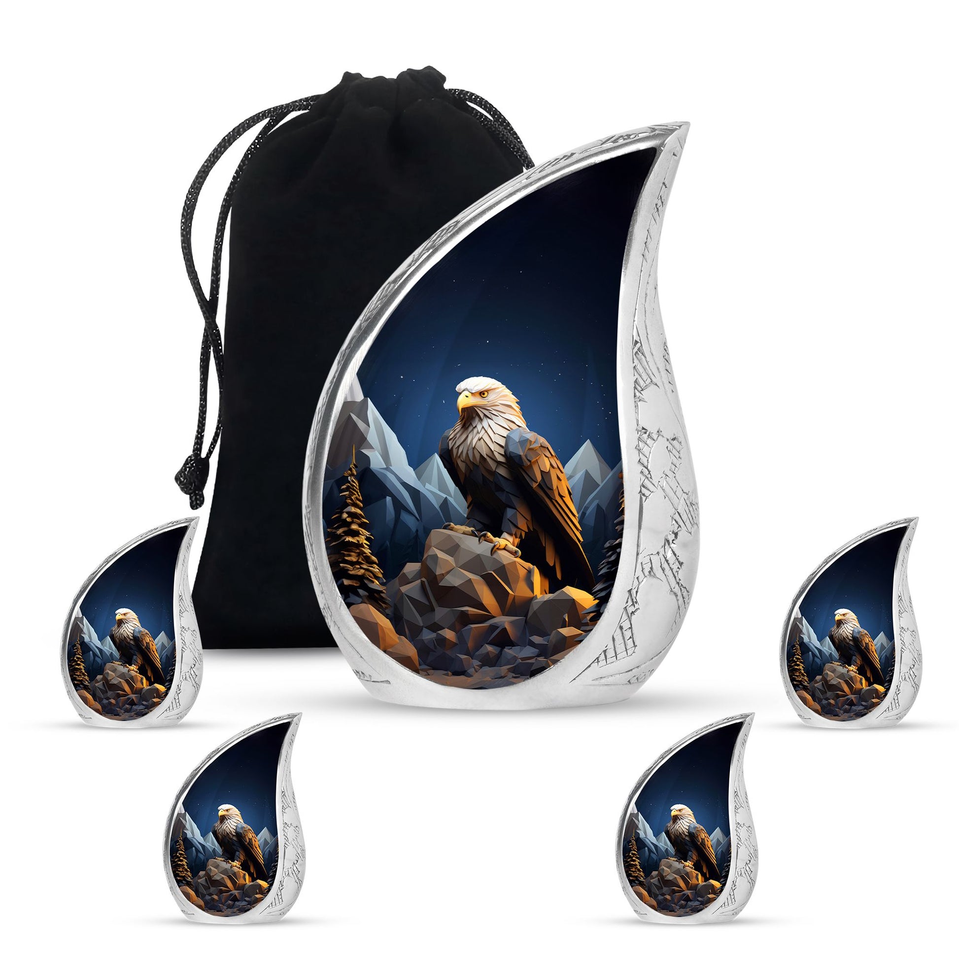 Teardrop Shape Eagle Urn Large Urn With 4 Keepsake Urn
