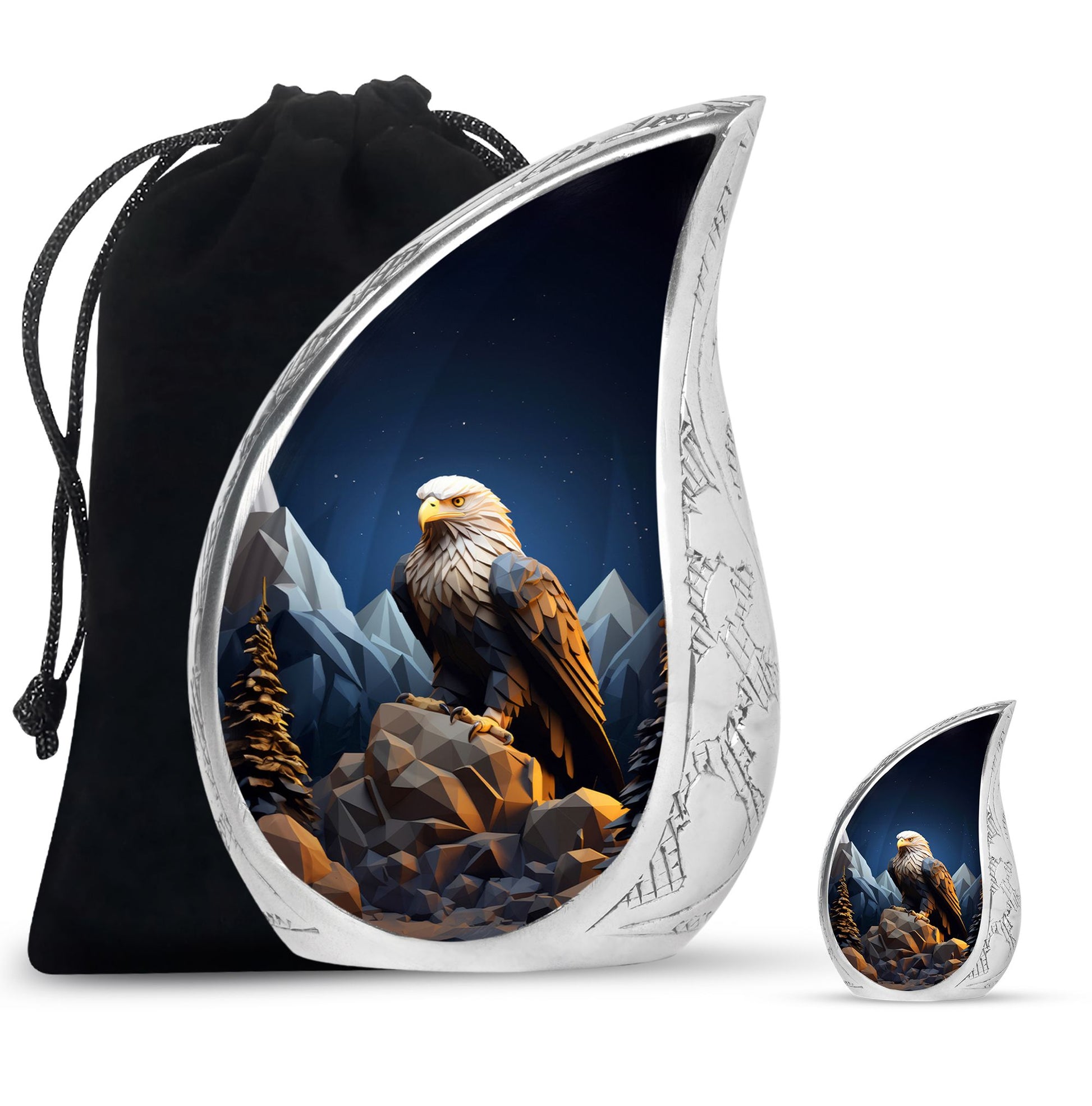 Teardrop Shape Eagle Urn Large Urn With 1 Keepsake Urn