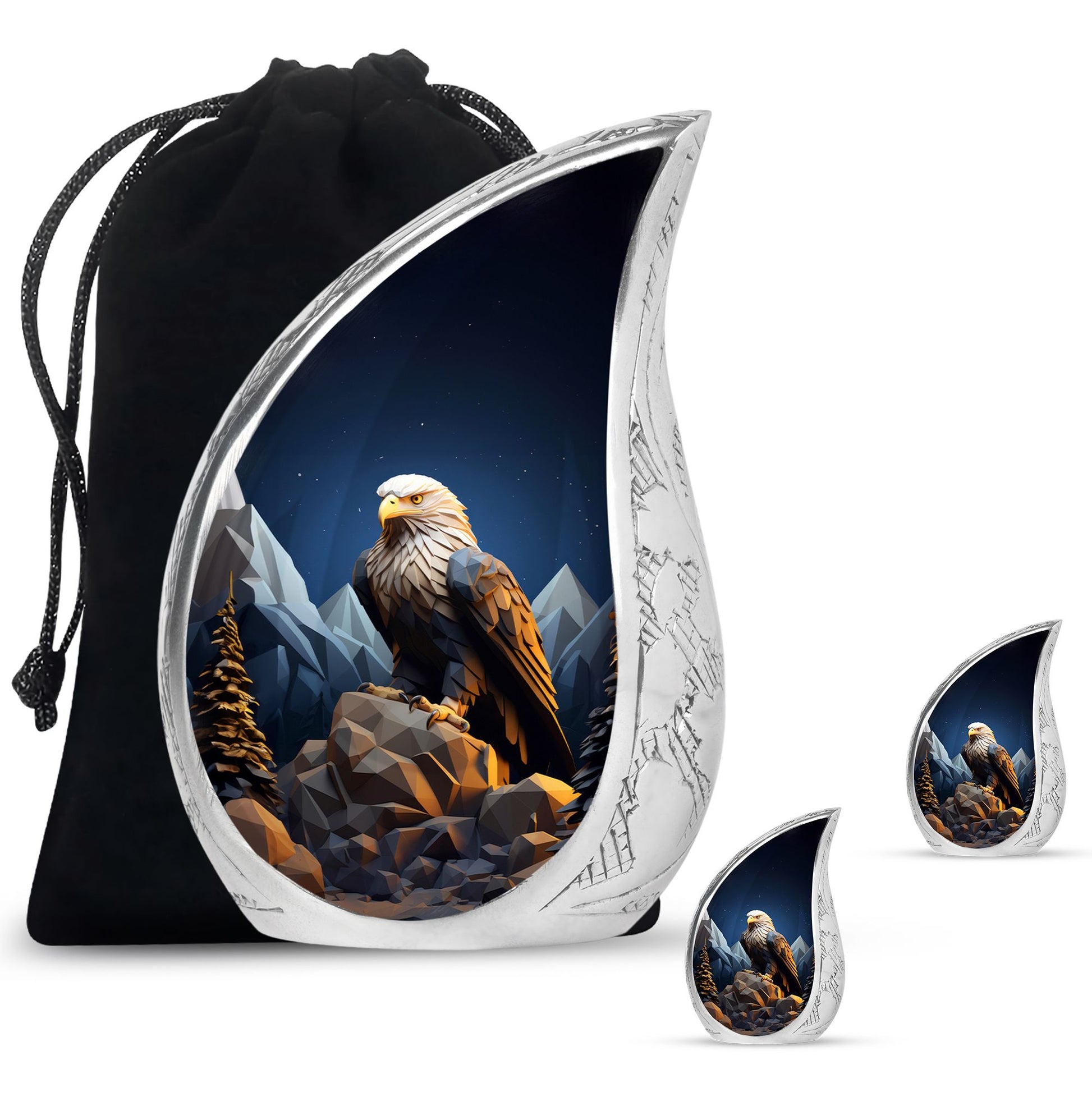 Teardrop Shape Eagle Urn Large Urn With 2 Keepsake Urn