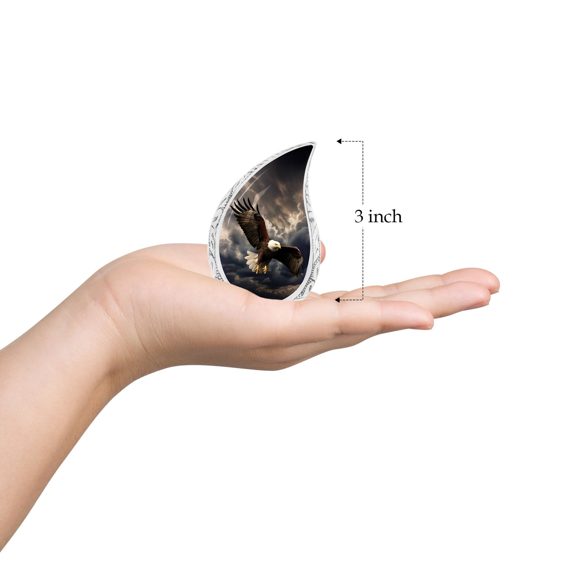 Teardrop Shape Eagle Urn Keepsake 3 Inch