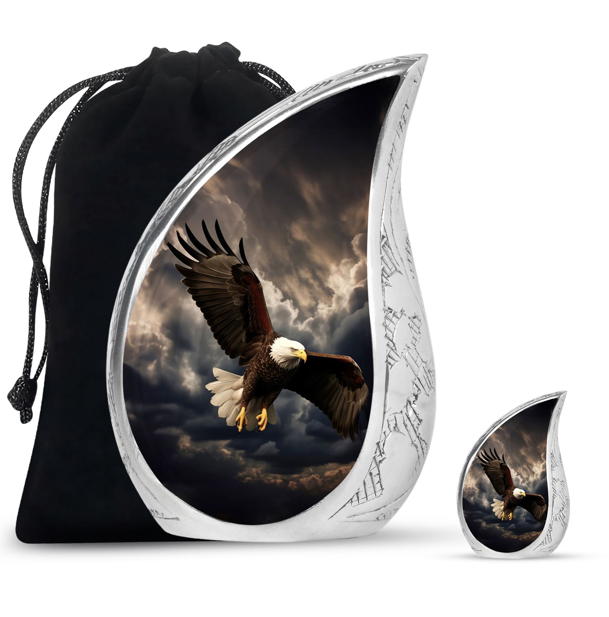 Teardrop Shape Eagle Urn Large Urn With 1 Keepsake Urn