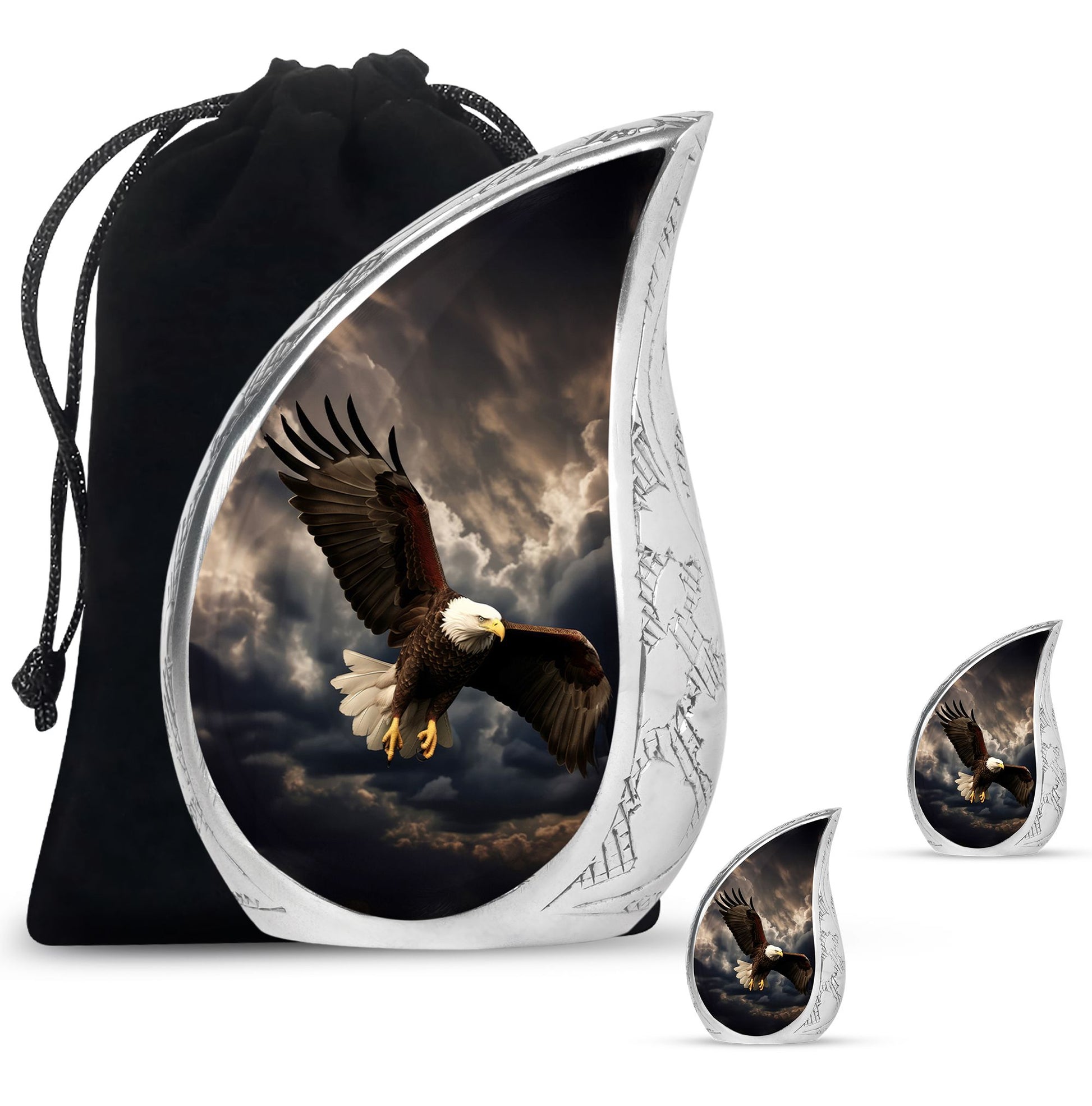 Teardrop Shape Eagle Urn Large Urn With 2 Keepsake Urn