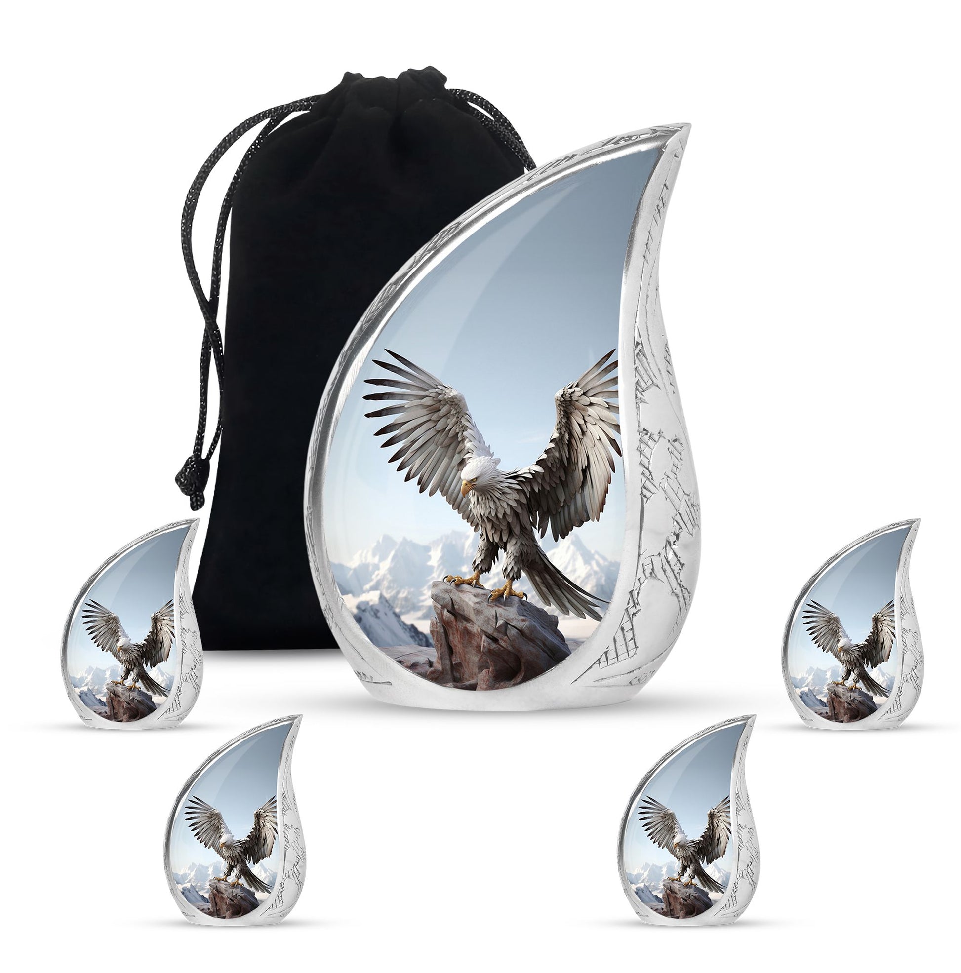 Teardrop Shape Eagle Urn Large Urn With 4 Keepsake Urn