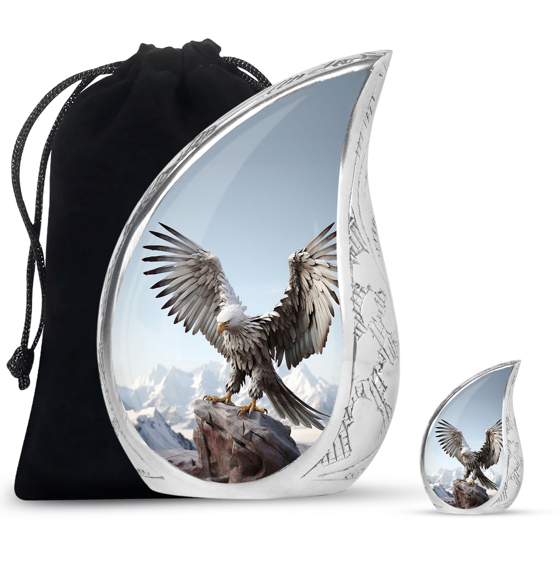 Teardrop Shape Eagle Urn Large Urn With 1 Keepsake Urn