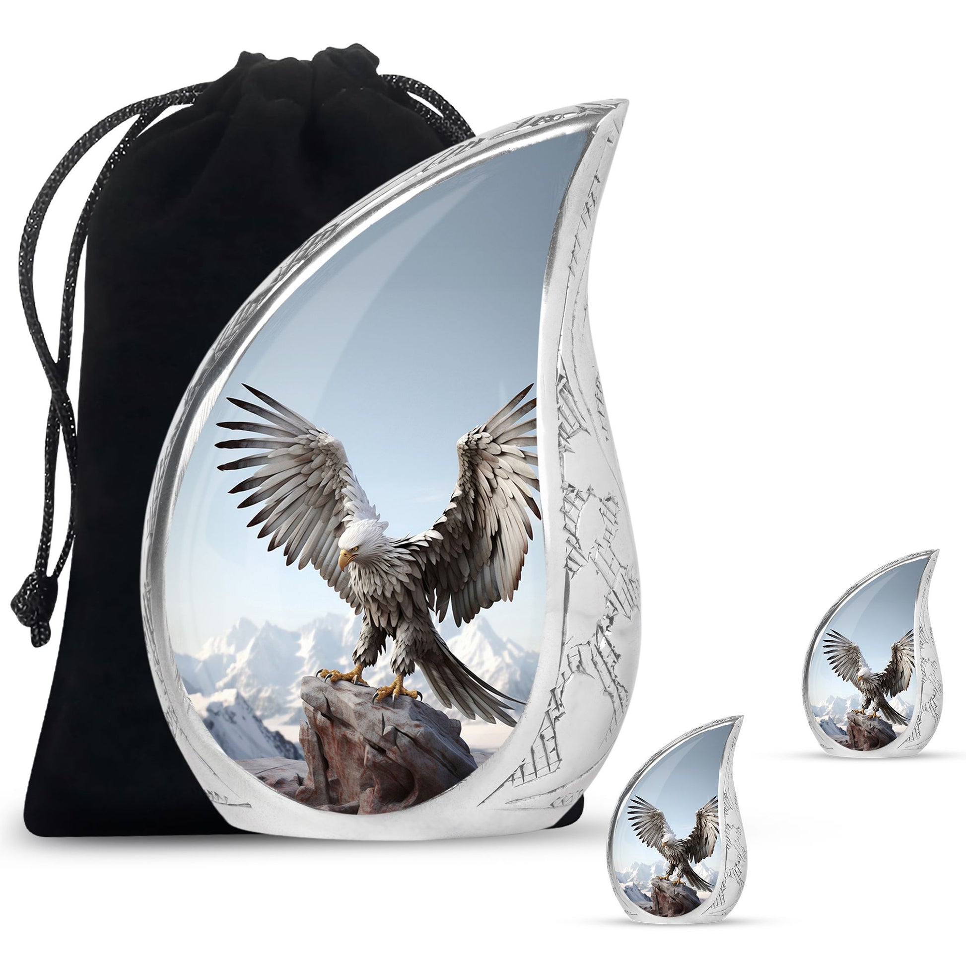 Teardrop Shape Eagle Urn Large Urn With 2 Keepsake Urn