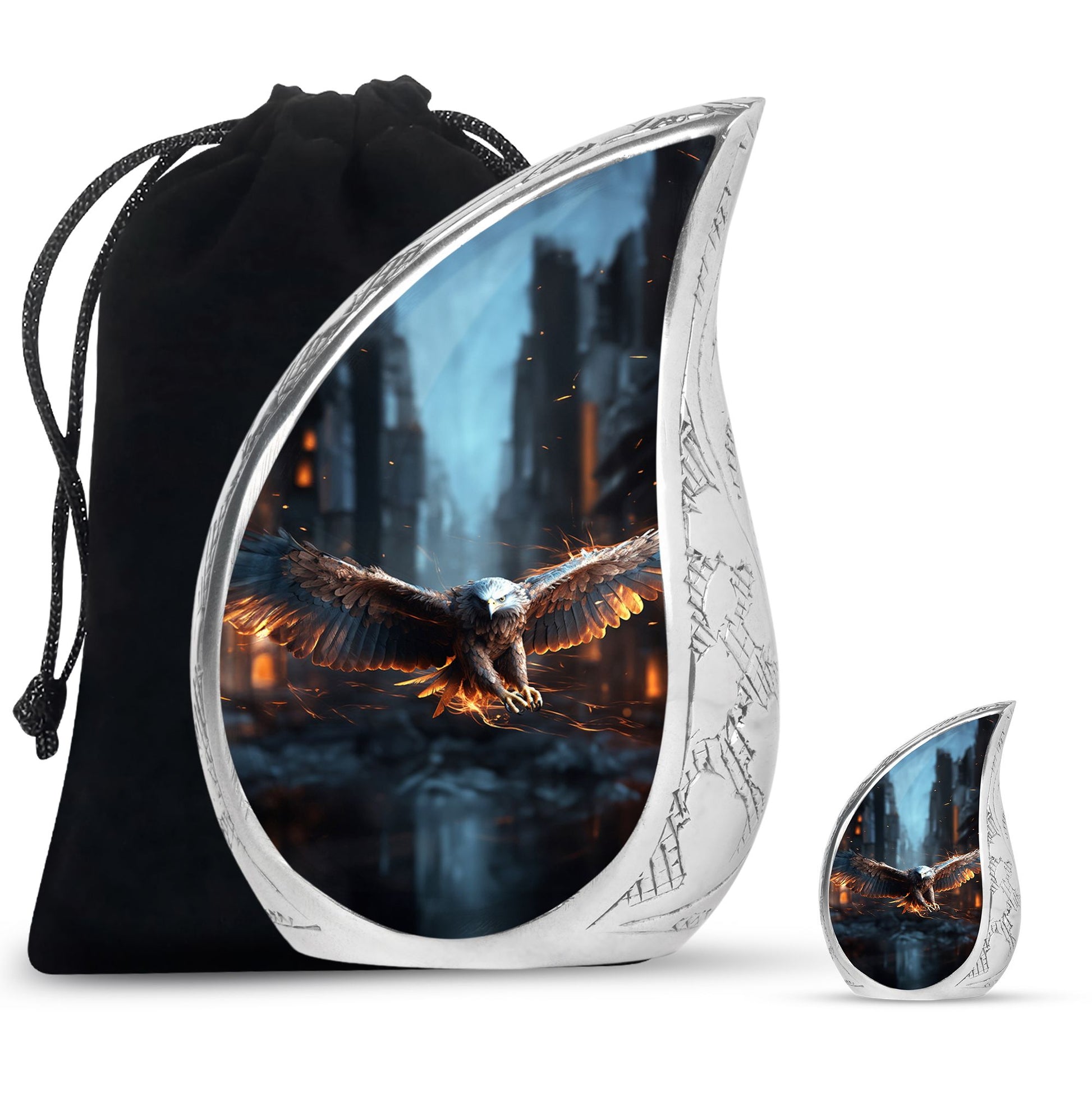 Teardrop Shape Eagle Urn Large Urn With 1 Keepsake Urn