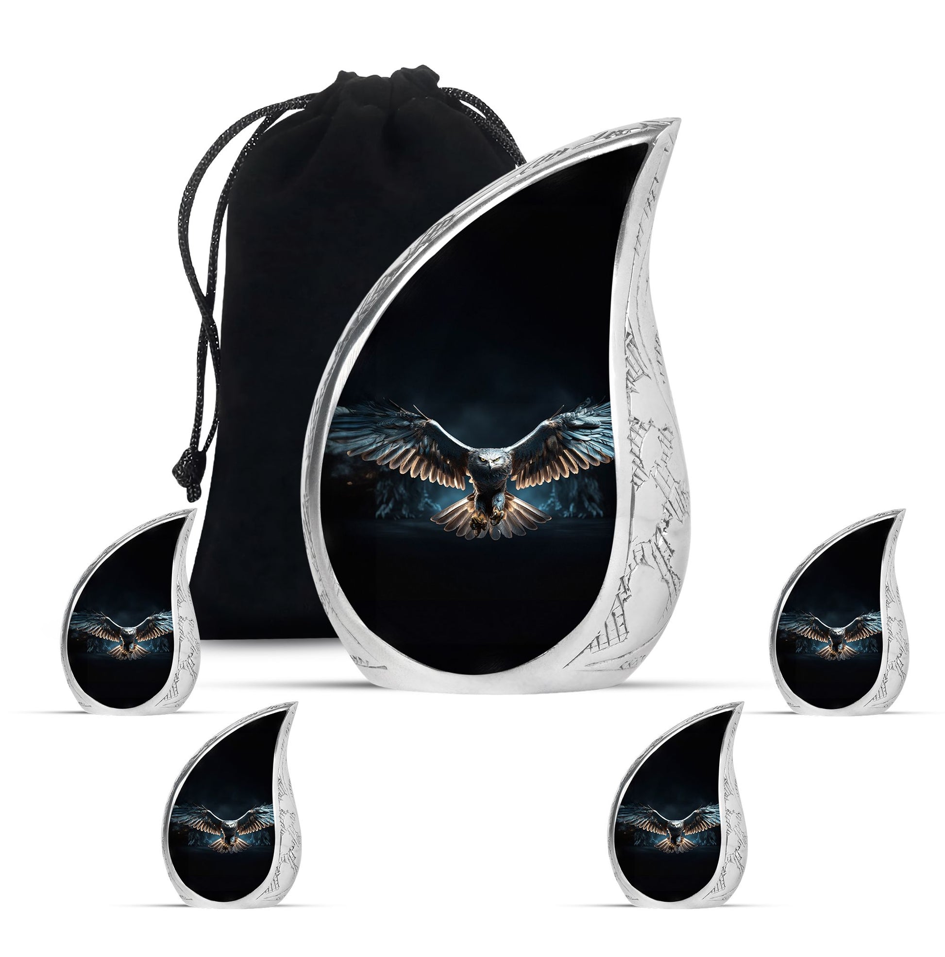 Teardrop Shape Eagle Urn Large Urn With 4 Keepsake Urn