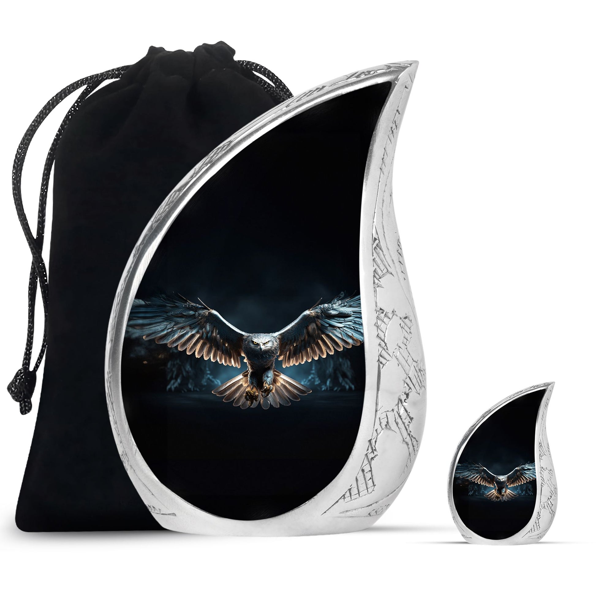 Teardrop Shape Eagle Urn Large Urn With 1 Keepsake Urn