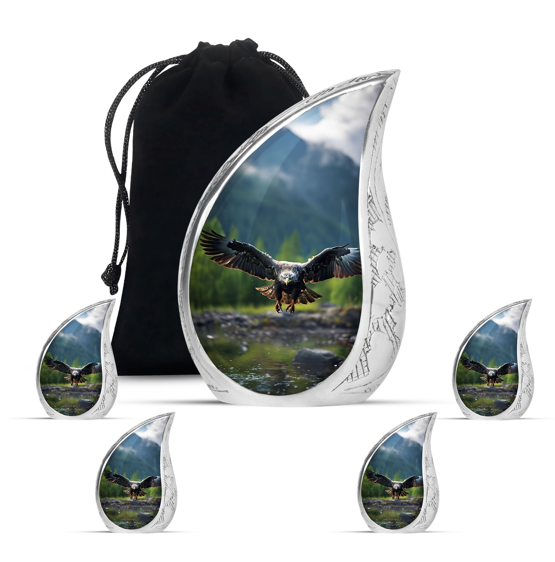 Teardrop Shape Eagle Urn Large Urn With 4 Keepsake Urn