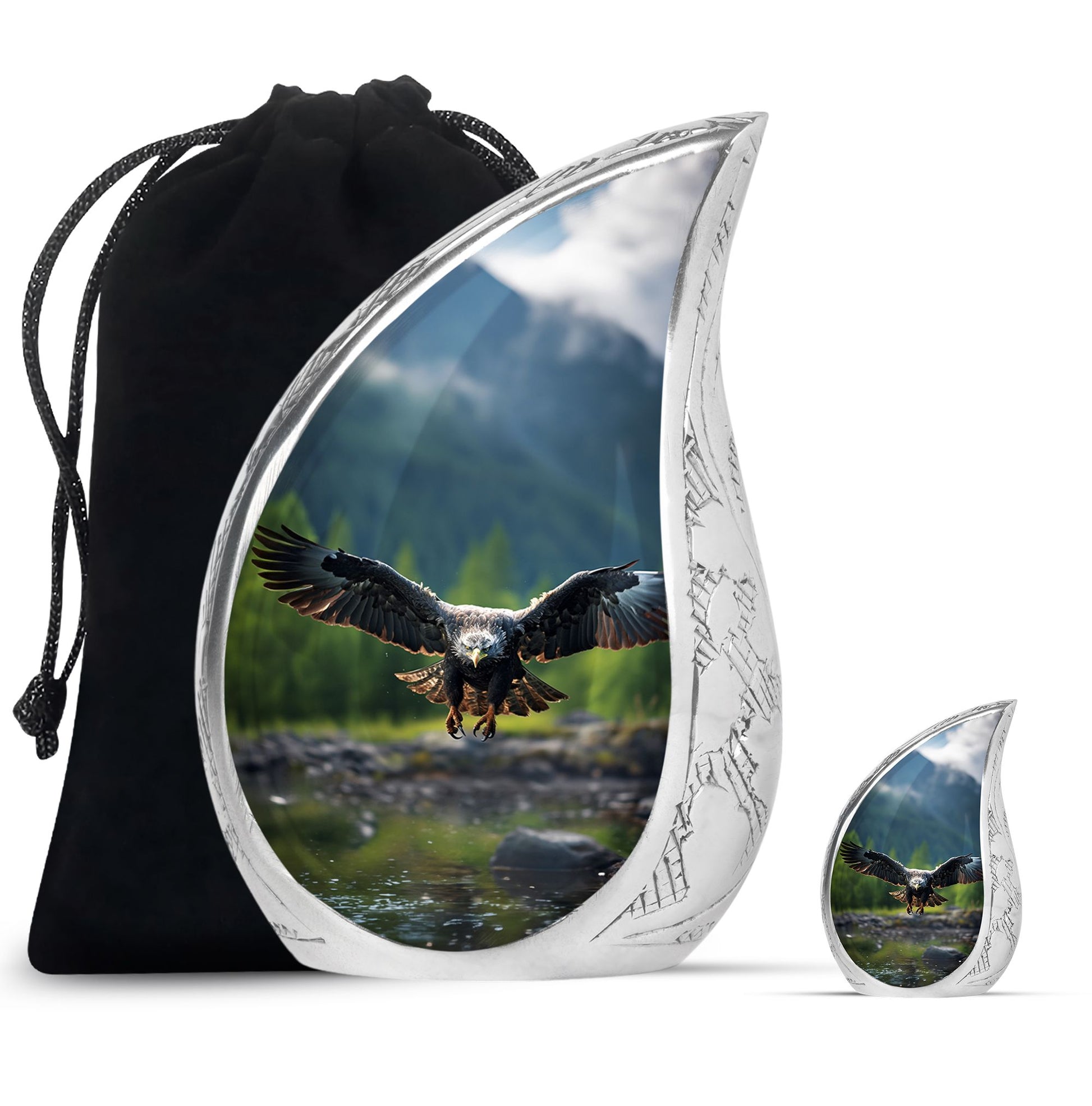 Teardrop Shape Eagle Urn Large Urn With 1 Keepsake Urn