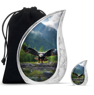 Teardrop Shape Eagle Urn Large Urn With 1 Keepsake Urn